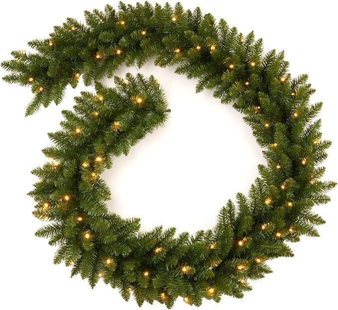 9FT Christmas Garland Pre-lit with 50 Lights, Plug in, for Mantle/Stair/Indoor/Outdoor Xmas Garla... | Amazon (US)