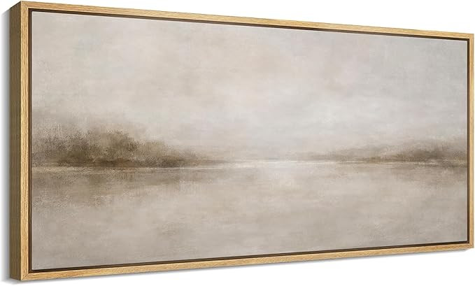MUDECOR Extra Large Framed Canvas Print Wall Art Misty Lake Landscape Antique Retro Fine Art Illu... | Amazon (US)