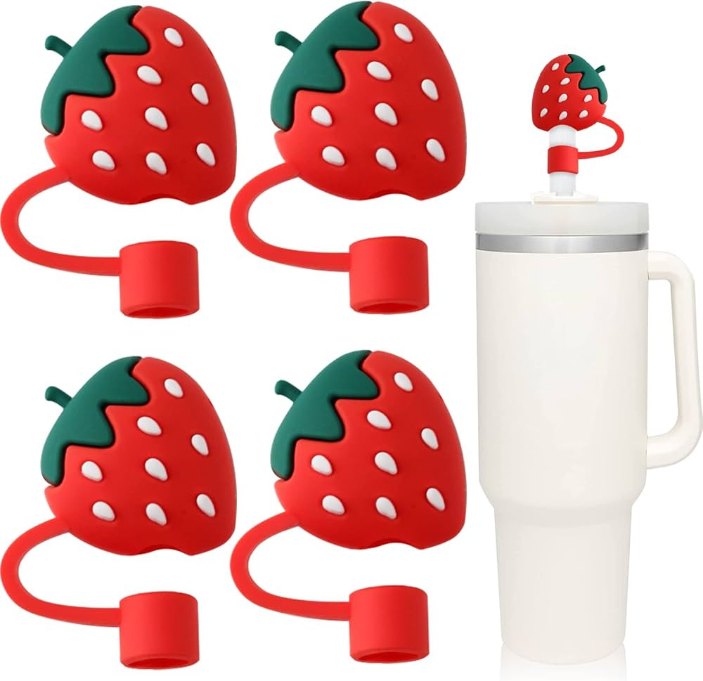 Bubbola 4Pcs Straw Covers Compatible with Stanley 40 OZ Tumbler Cups, Reusable Silicone Straw Tip... | Amazon (US)