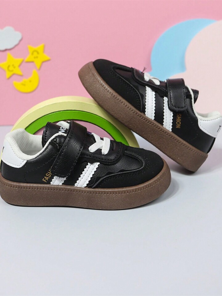 Kids' Leather Surface Athletic Shoes For Boys, Magic Tape Running Sneakers Boys' Casual Shoes | SHEIN
