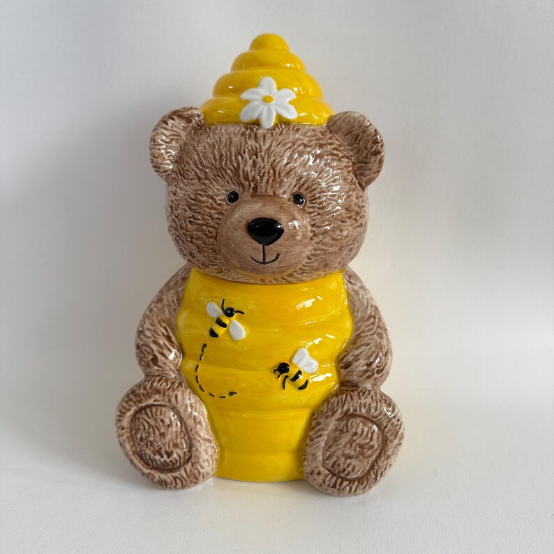 Bear With Yellow Honey Bee Ceramic Cookie Jar | Etsy (US)