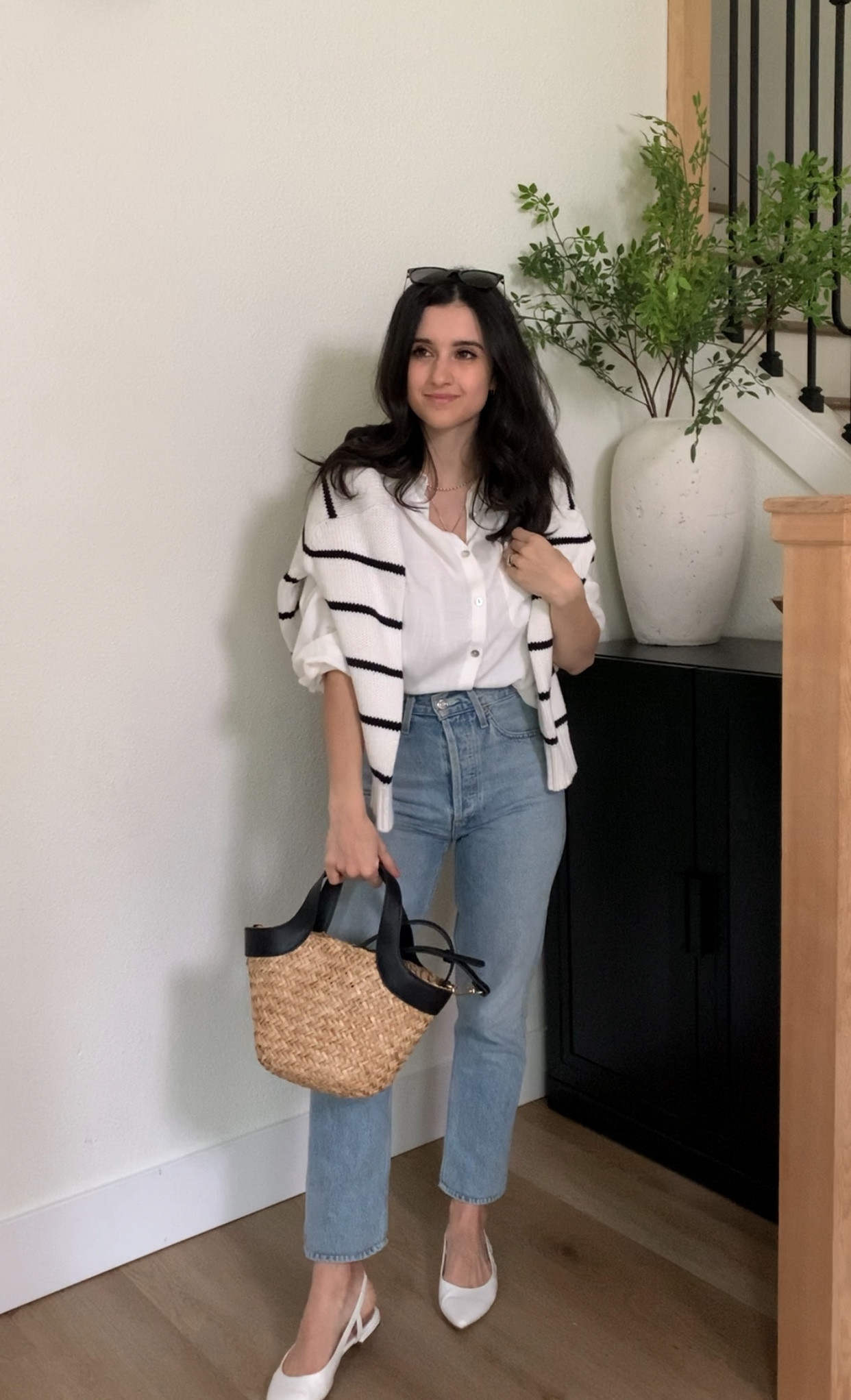 Linen blouse - s/m 
Knit - XS
Jeans 24 (hemmed 1”) 

#LTKsalealert #LTKfindsunder50 #LTKfindsunder100