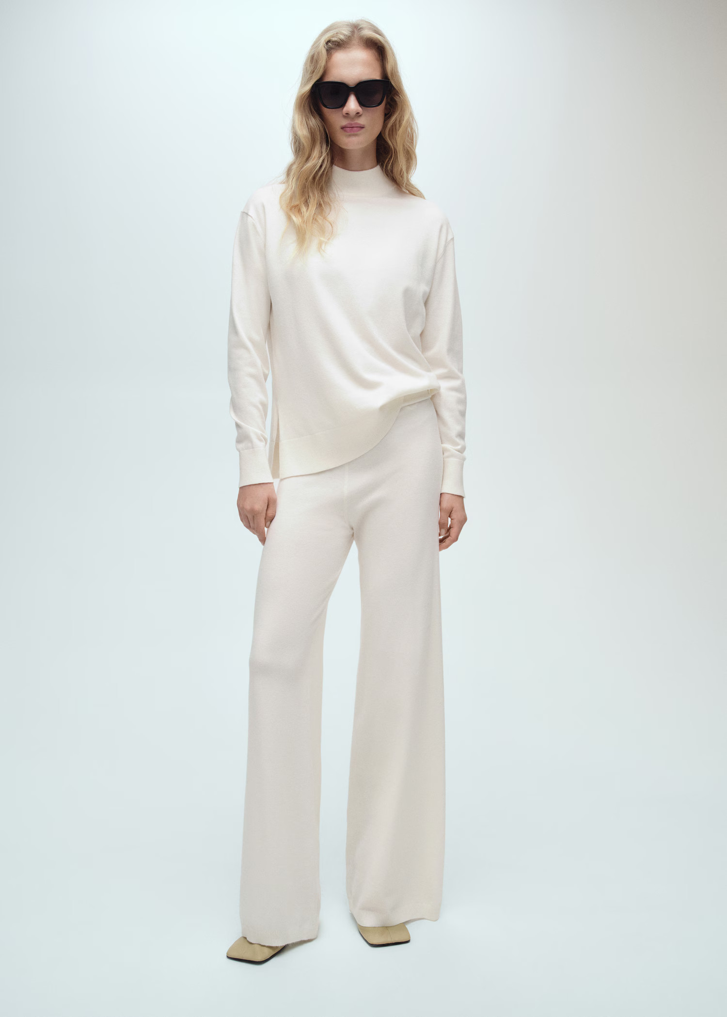 Fine-knit wideleg trousers - Women | MANGO United Kingdom | MANGO (UK)