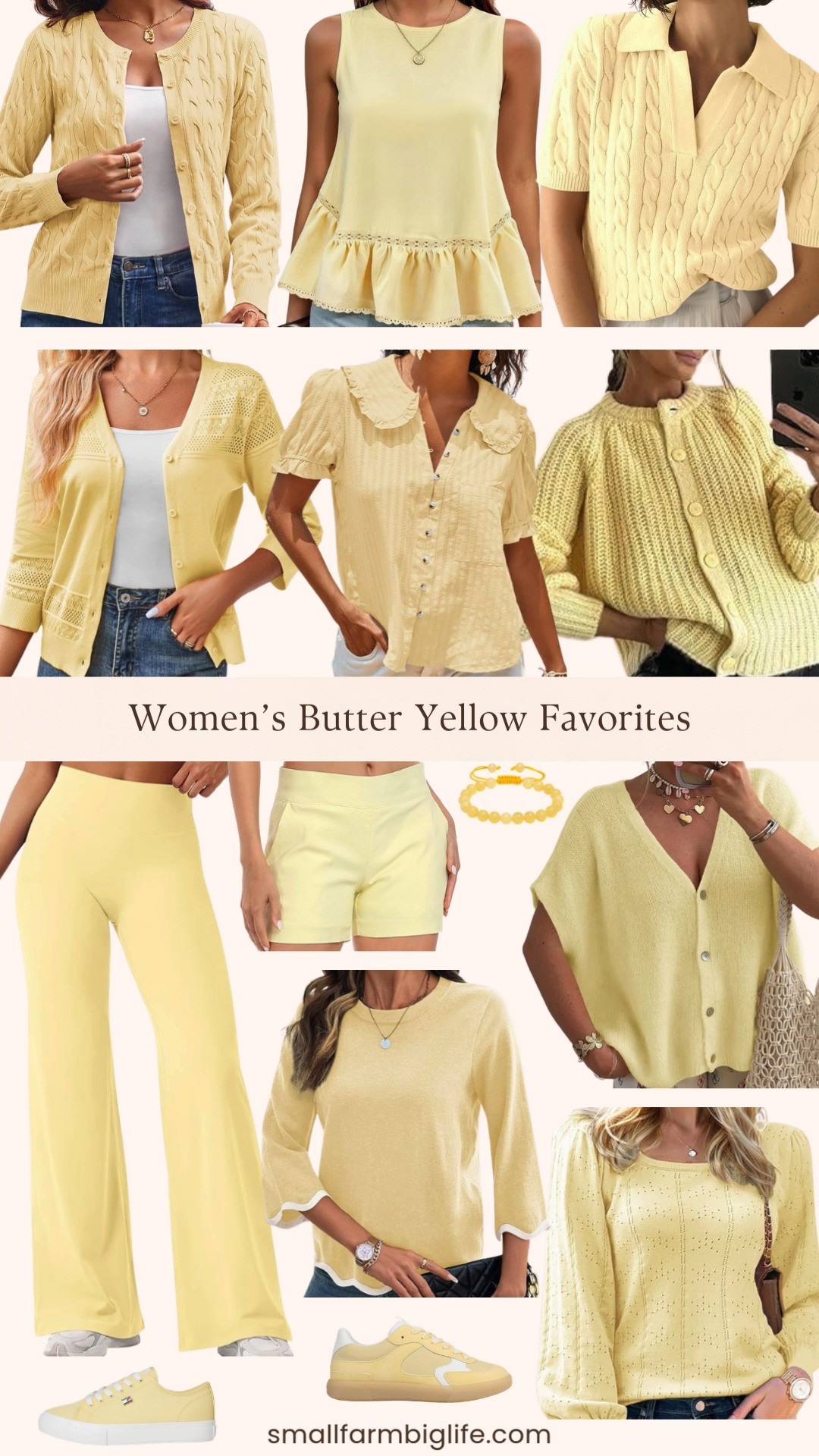 Butter yellow is the happy color I’m reaching for this season 💛✨

From soft spring sweaters and puff sleeve blouses to chino shorts, crochet cardigans, and comfy workout leggings, these Amazon finds are easy to mix and match. I added in neutral sneakers and a yellow gemstone bracelet for that subtle pop of sunshine that pulls the whole look together 🌼👟 

 #LTKgrwm #LTKootd #LTKOver40