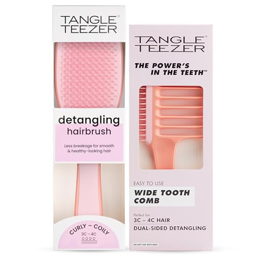 Tangle Teezer Curly Hair Detangling Duo, Includes Curly to Coily Ultimate Detangler Hairbrush & Double Sided Wide Tooth Comb, for 3C to 4C Hair Types | Amazon (US)