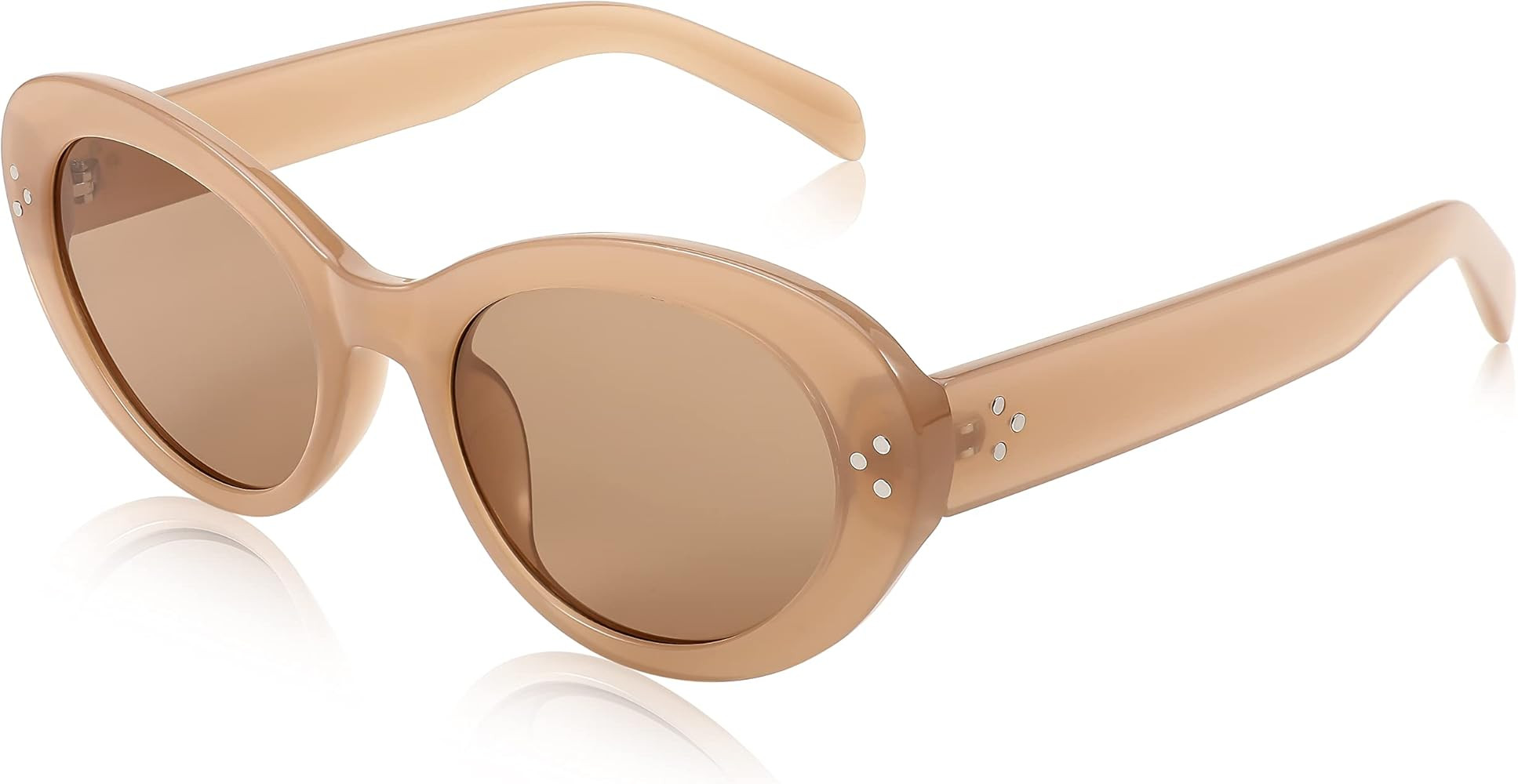 FEISEDY Y2k Oval Sunglasses Womens Thick Bold Retro Clout Goggles Round Cateye Shades B2313 | Amazon (US)