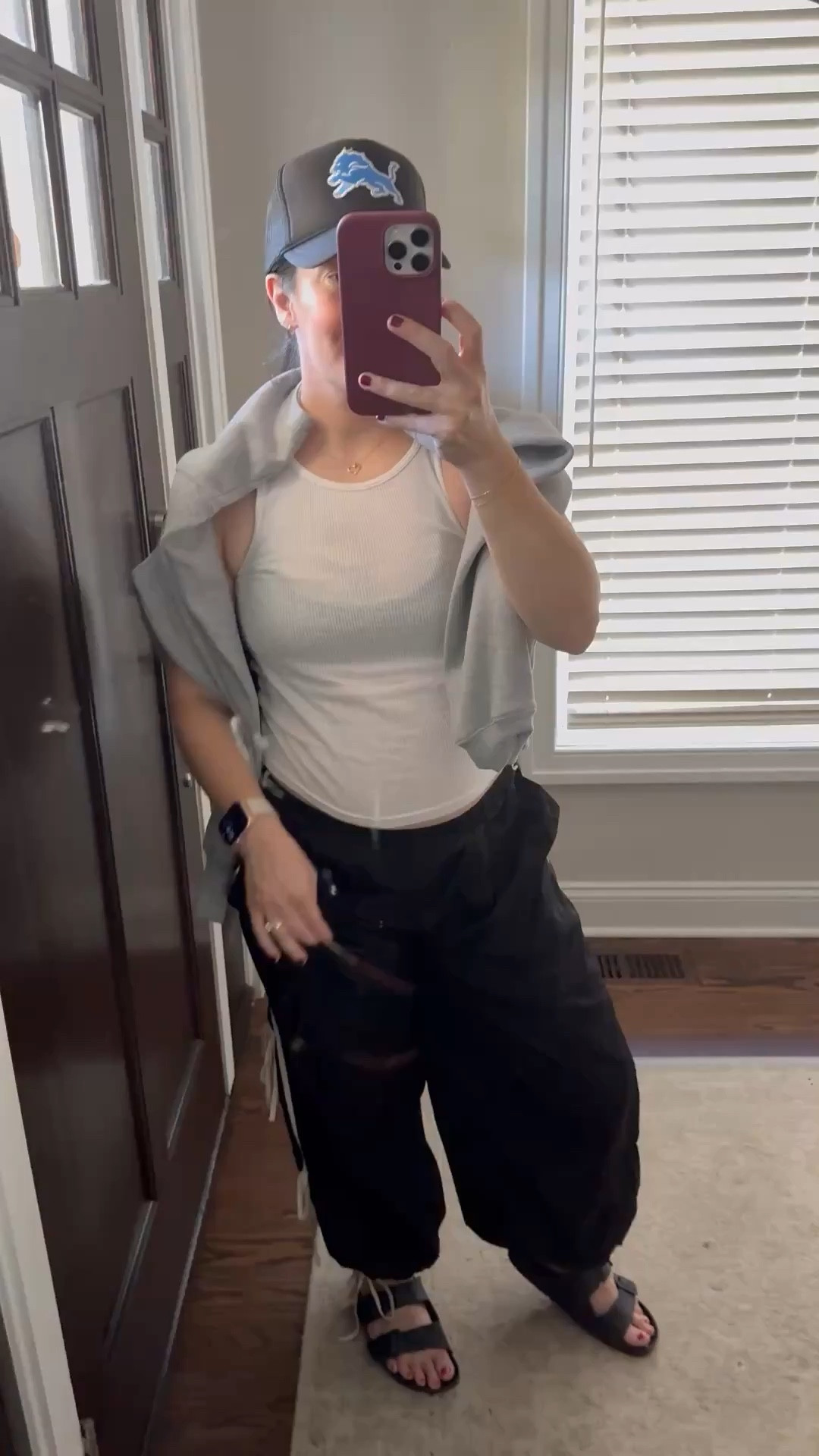 the haynes tank trend is my favorite thing rn! 21 weeks pregnant and wearing only stretchy pants from here on out 💙 game day outfit - detroit lions 🦁

#LTKBump #LTKPetite #LTKBaby