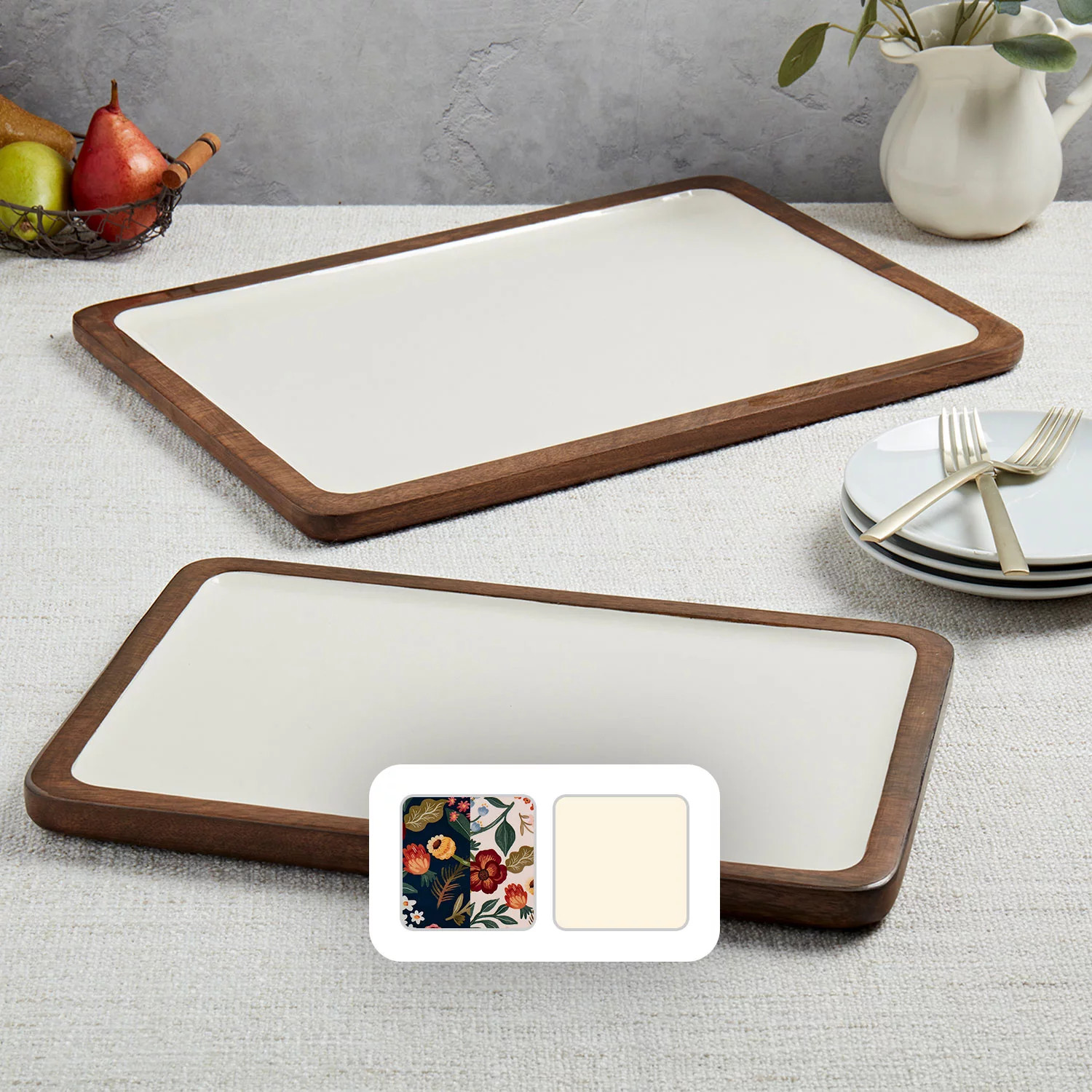 Member's Mark Set of 2 Mango Wood Rectangular Serving Trays (Assorted Colors) | Sam's Club