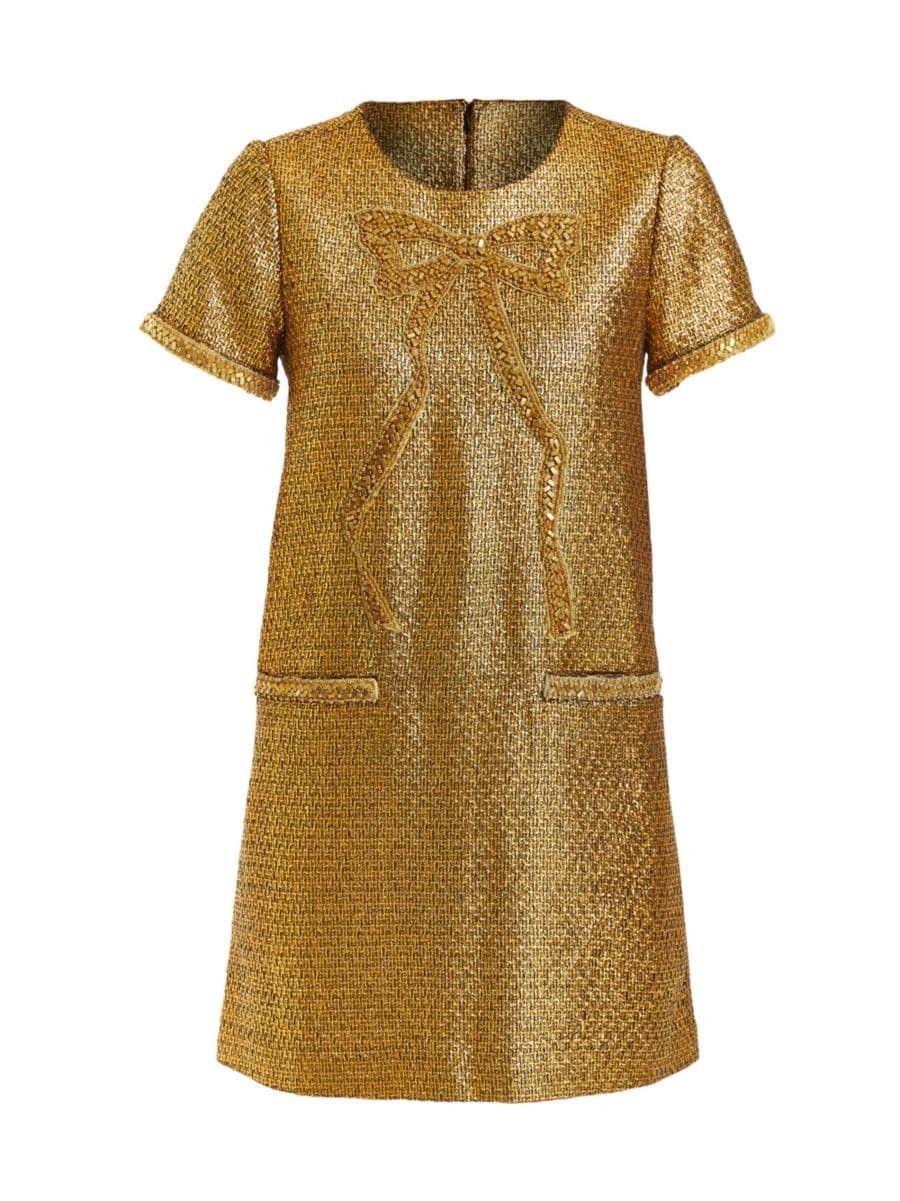 Ainslee Beaded Bow Minidress | Christmas Dress | Gold Dress | Christmas Resort Dress | Greenbrier | Saks Fifth Avenue