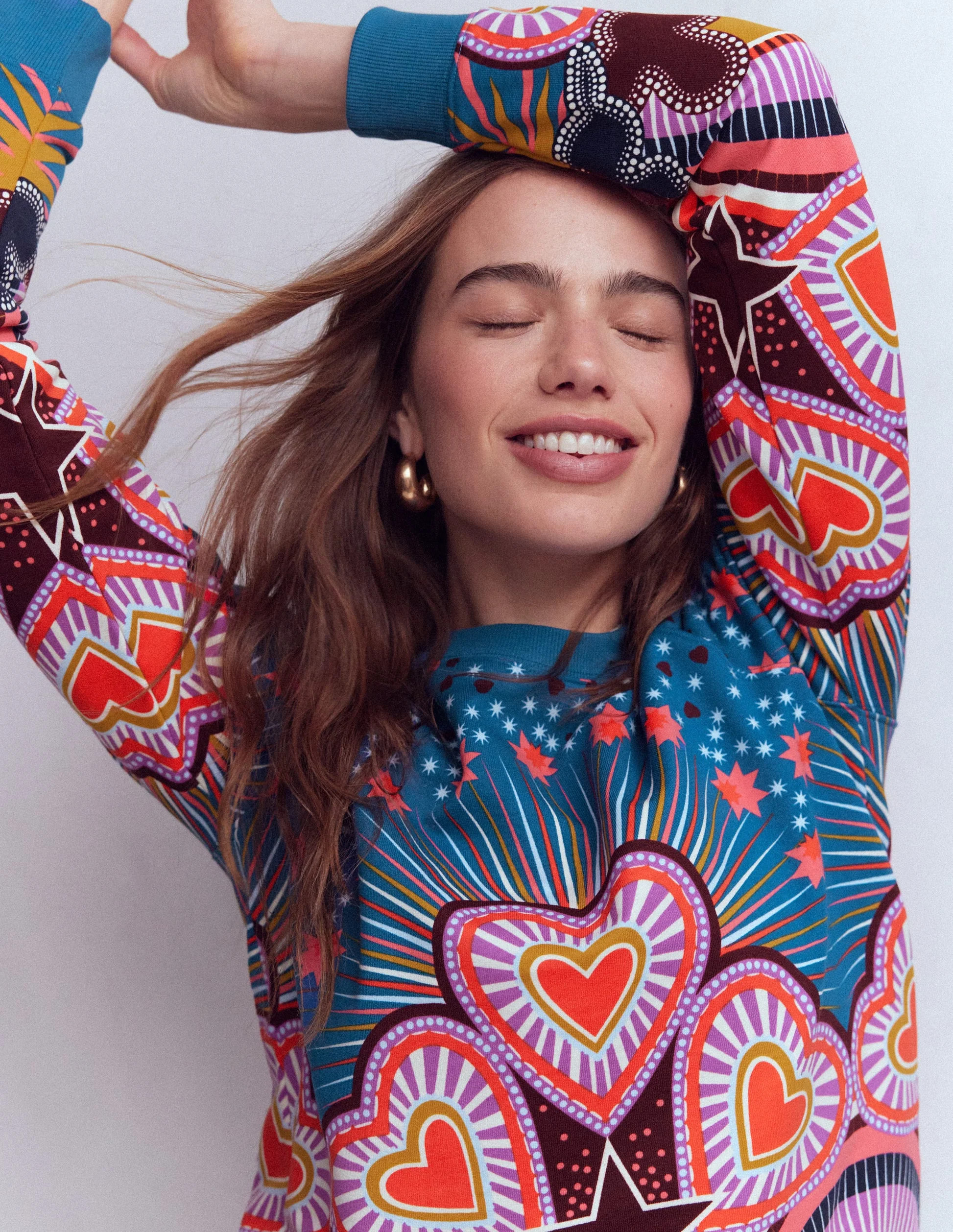 Rosa Printed Sweatshirt-Multi, Starburst Heart | Boden (US)