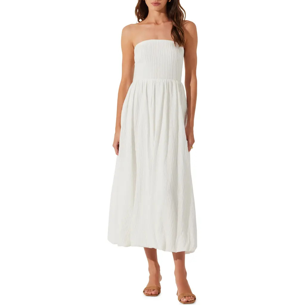 ASTR the Label Strapless Bubble Hem Dress in Cream at Nordstrom, Size Large | Nordstrom