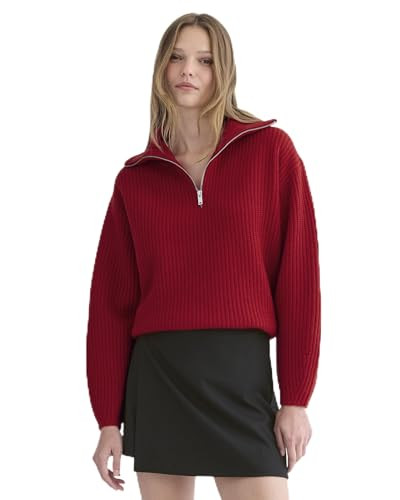 Everlane - The Half-Zip Sweater in Luxe Merino - Berry Red XS | Amazon (US)