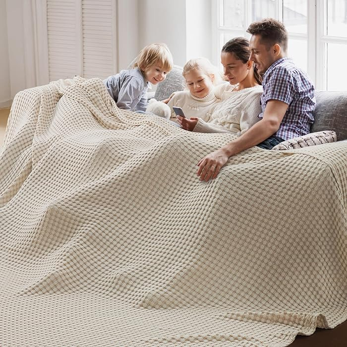 Bedsure Cooling Cotton Waffle Oversized King Blanket - Lightweight Breathable Blanket of Rayon De... | Amazon (US)