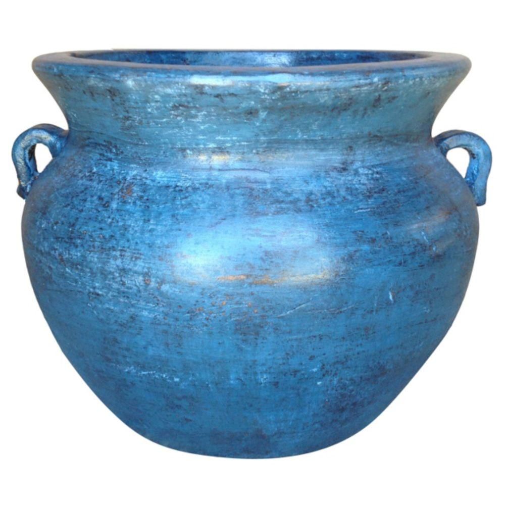 Smooth Handle 21 in. Dia Ocean Azure Clay Pot | The Home Depot
