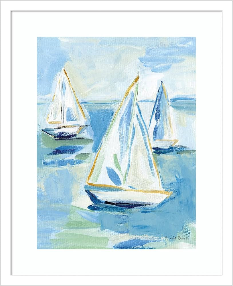 Amanti Art Framed Wall Art Print 21x17 Setting Sail by Farida Zaman, Abstract Wall Art, Coastal D... | Amazon (US)
