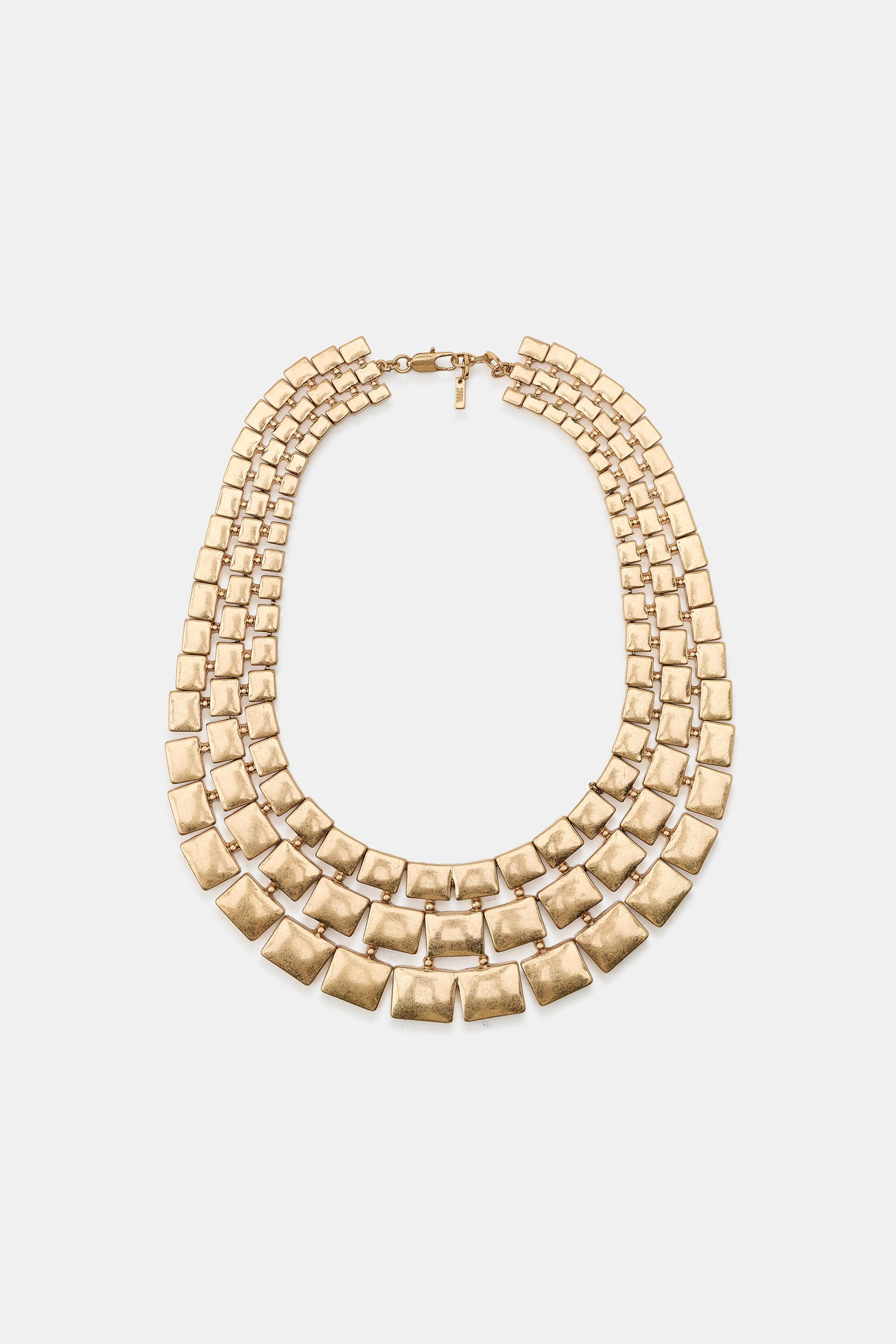 TRIPLE METAL PLATE NECKLACE | Zara US