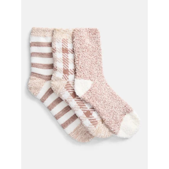 Joyspun Women's Double Layer Crew Lounge Socks, 3 Pack, Shoe Sizes 4-10 | Walmart (US)