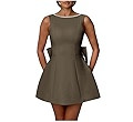 Sevintage Satin Pearl Homecoming Dress with Bow Short Modest Mini Cocktail Dresses for Wedding | Amazon (US)