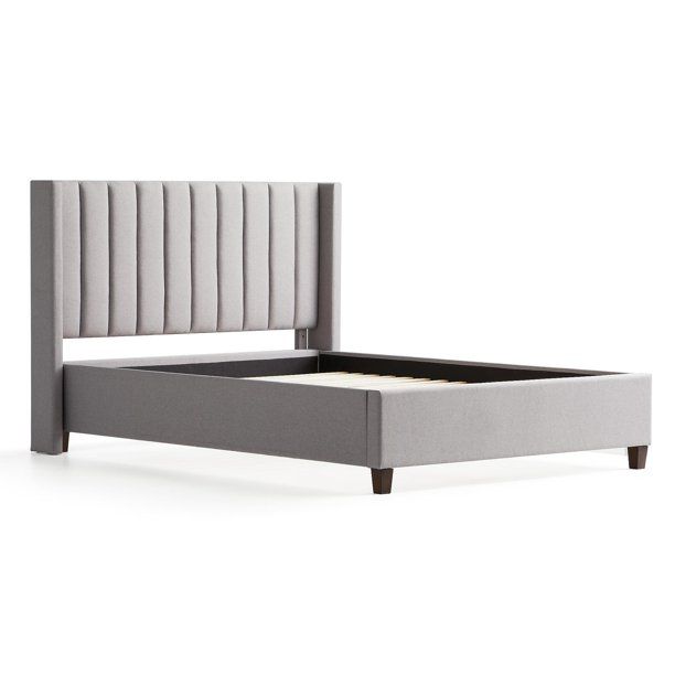 Woven Paths Vertical Channel Tufted Wingback Upholstered Platform Bed, King, Gray - Walmart.com | Walmart (US)