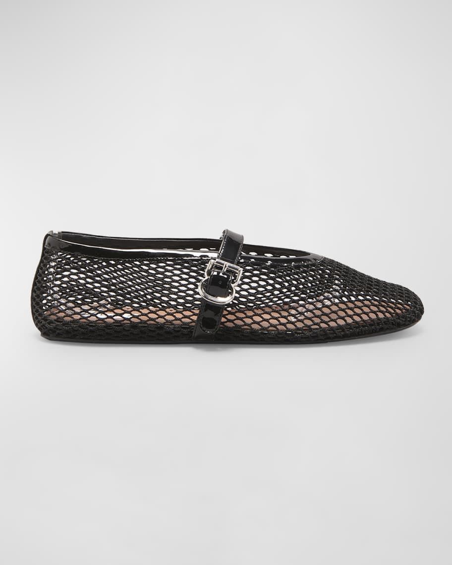 ALAIA Mesh Mary Jane Ballerina Flats | Neiman Marcus