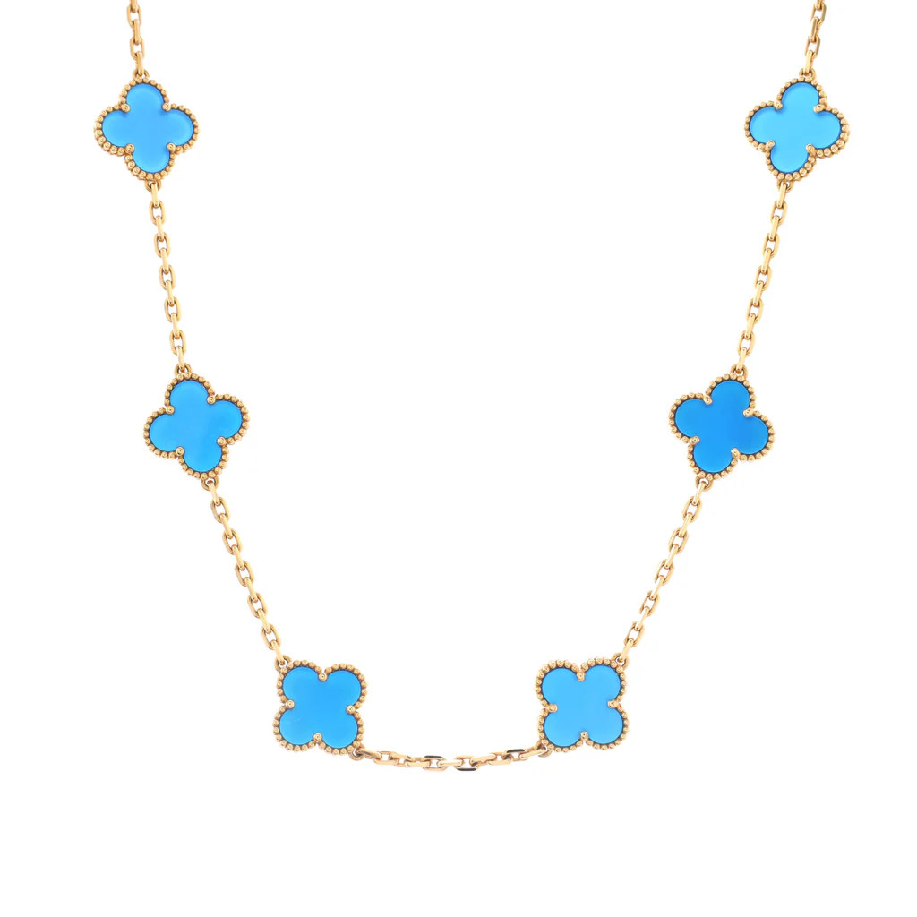 Vintage Alhambra 10 Motifs Necklace 18K Yellow Gold and Agate | Rebag