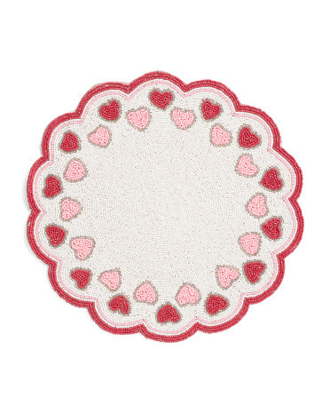 Heart Border Scalloped Edge Beaded Placemat | TJ Maxx