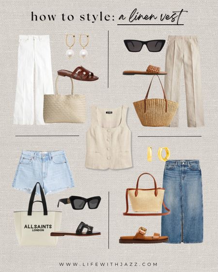 How to style a beige linen vest 4 ways 

- Madewell items are 20% off this weekend 

Linen vest / summer style / spring style / maxi skirt / denim skirt / linen pants / denim shorts / linen shorts / beige tote / straw tote / sandals / sunglasses / elevated / chic / casual 

#LTKSaleAlert #LTKxMadewell