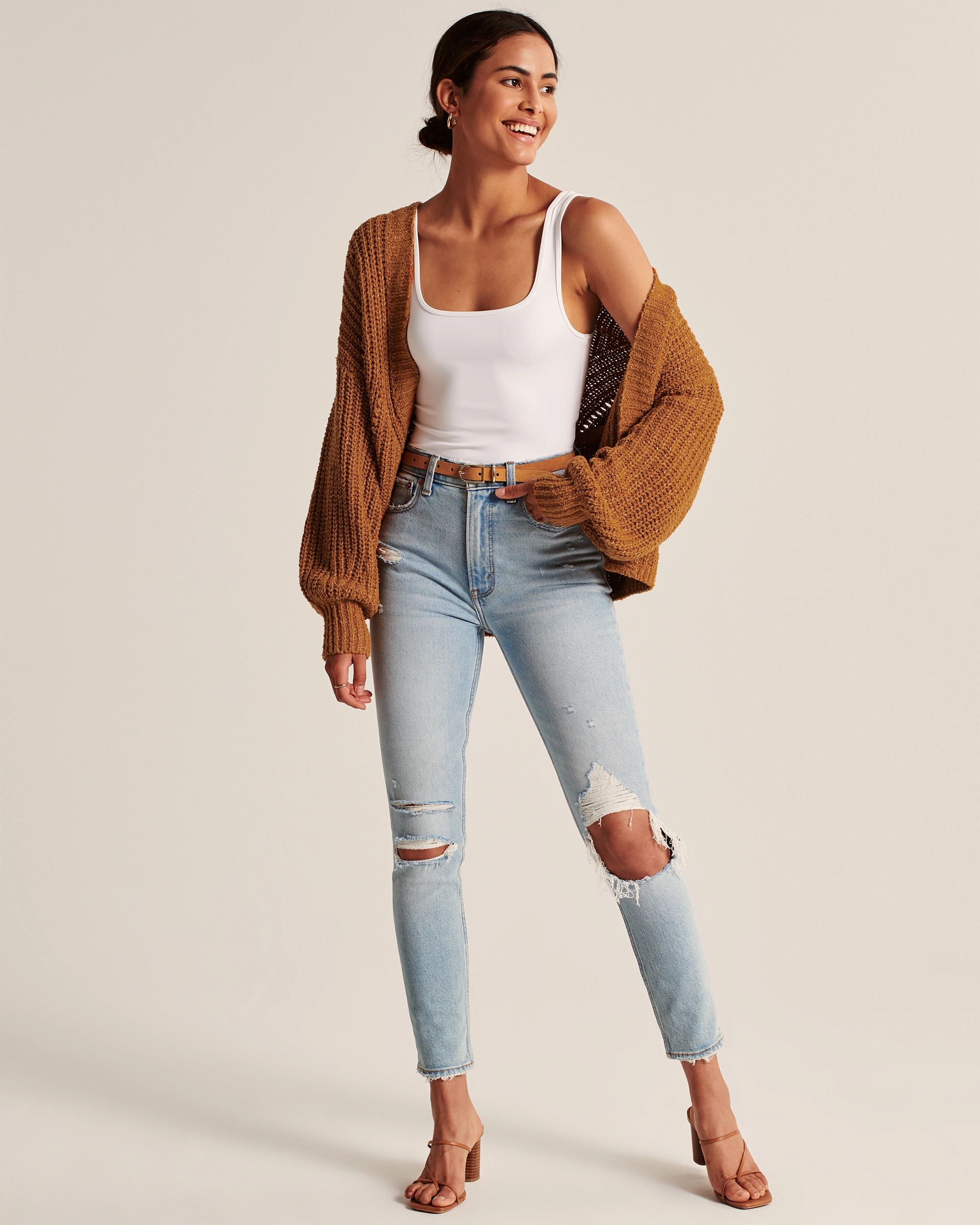 Women's Puff Sleeve Cardigan | Women's Tops | Abercrombie.com | Abercrombie & Fitch (UK)