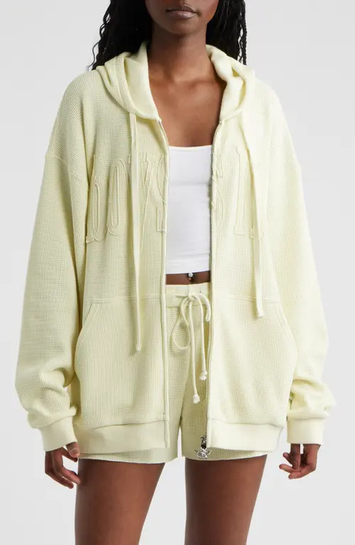 BOYS LIE Butter Me UP Harley Zip Thermal Hoodie in Yellow at Nordstrom, Size X-Small | Nordstrom