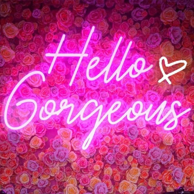 Hello Gorgeous Neon Sign Hello Beautiful Pink LED Neon Lights for Home Wedding Birthday Backdrop ... | Amazon (US)