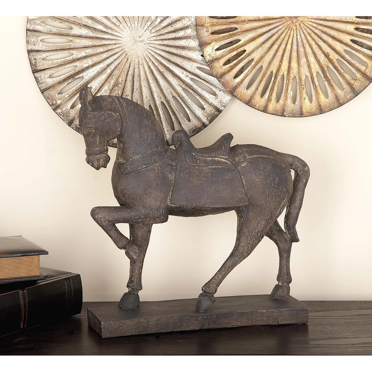 Wagnon Brown Polystone Prancing Horse Sculpture 14" x 4" x 15" | Wayfair North America