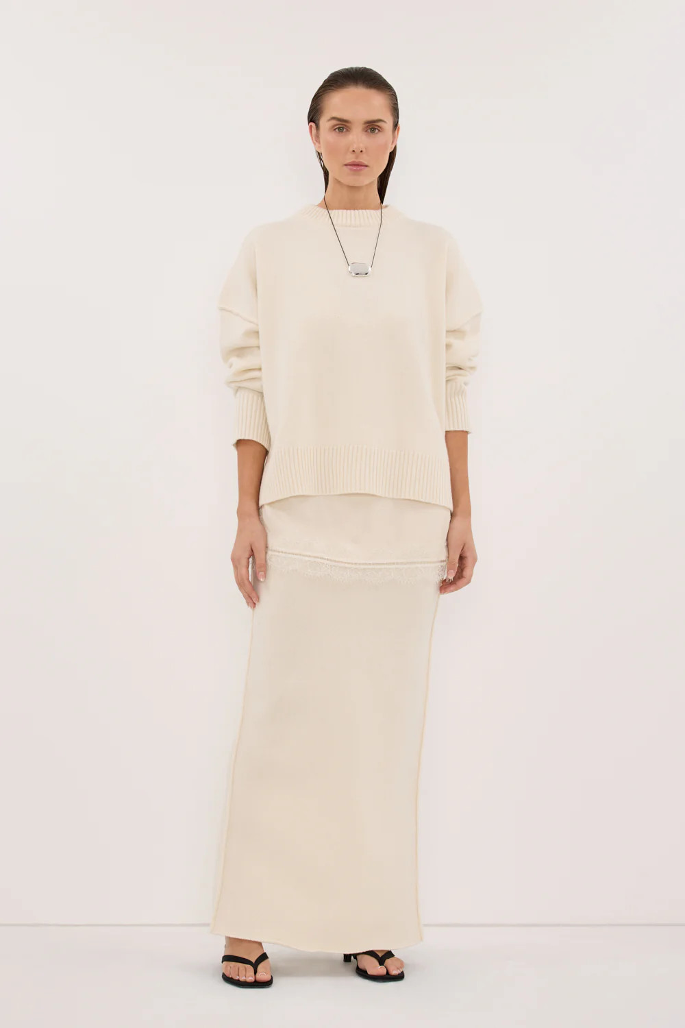 PAIGE CREAM WOOL KNIT JUMPER | DISSH