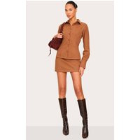 Tan Twill Mid Rise Mini Skirt Co-ord | PrettyLittleThing US