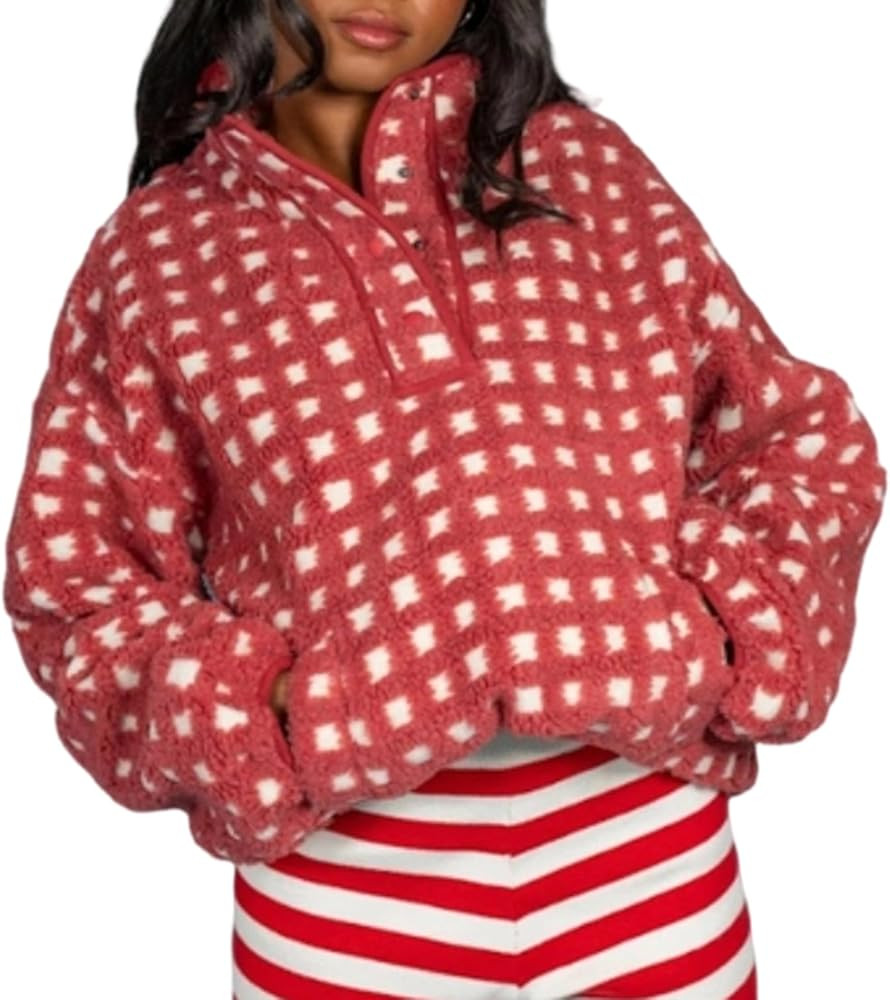 Foidiccx Womens Long Sleeve Henley Neck Pullover Sweatshirt With Pocket Y2k Going Out Flannel Gin... | Amazon (US)