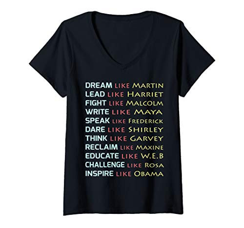 Womens Dream Like Martin Inspirational Black History Influential V-Neck T-Shirt | Amazon (US)