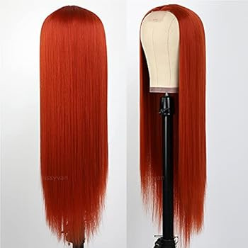 Missyvan Red Orange Hair Wig Long Straight Hair Wigs Glueless Heat Resistant Fiber Hair Red Hair Syn | Amazon (US)