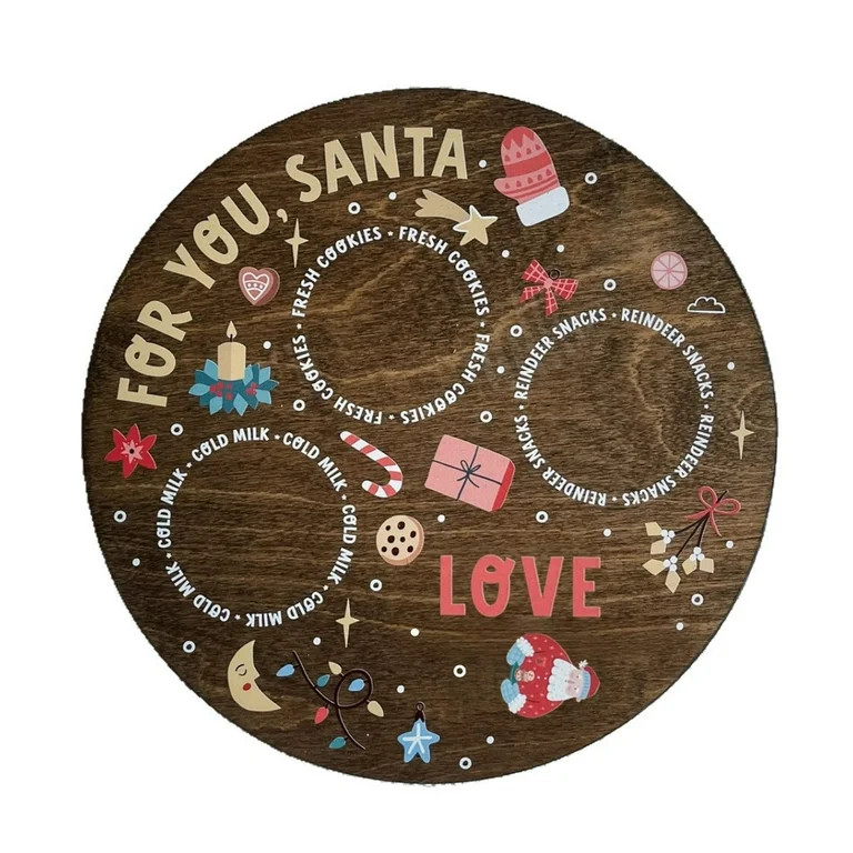 Christmas Cookie Platter Cookie Plate Wooden Eve for Santa Board Santa Tray for Milk Cookies and ... | Walmart (US)