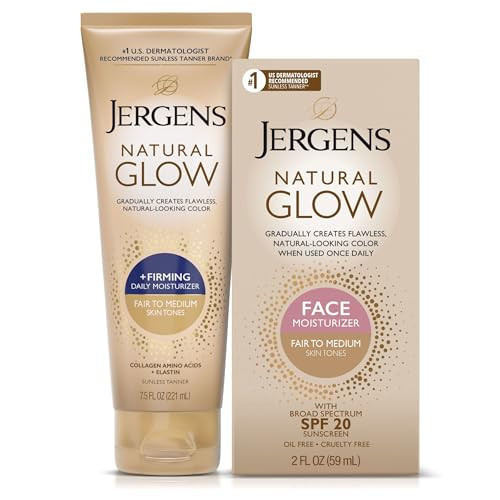 Jergens Natural Gradual Glow Bundle Pack: Daily Moisturizer +Firming 7.5fl oz and SPF20 Face Moisturizer 2fl oz, Fair to Medium | Amazon (US)