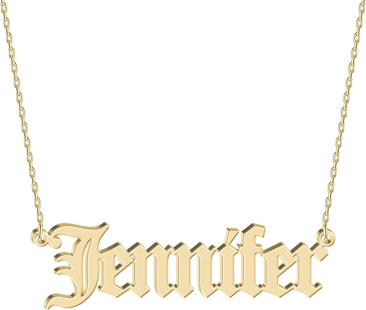 UMAGICBOX Personalized Name Necklace with 14 Font Styles - Customizable Gold & Silver Pendant - I... | Amazon (US)