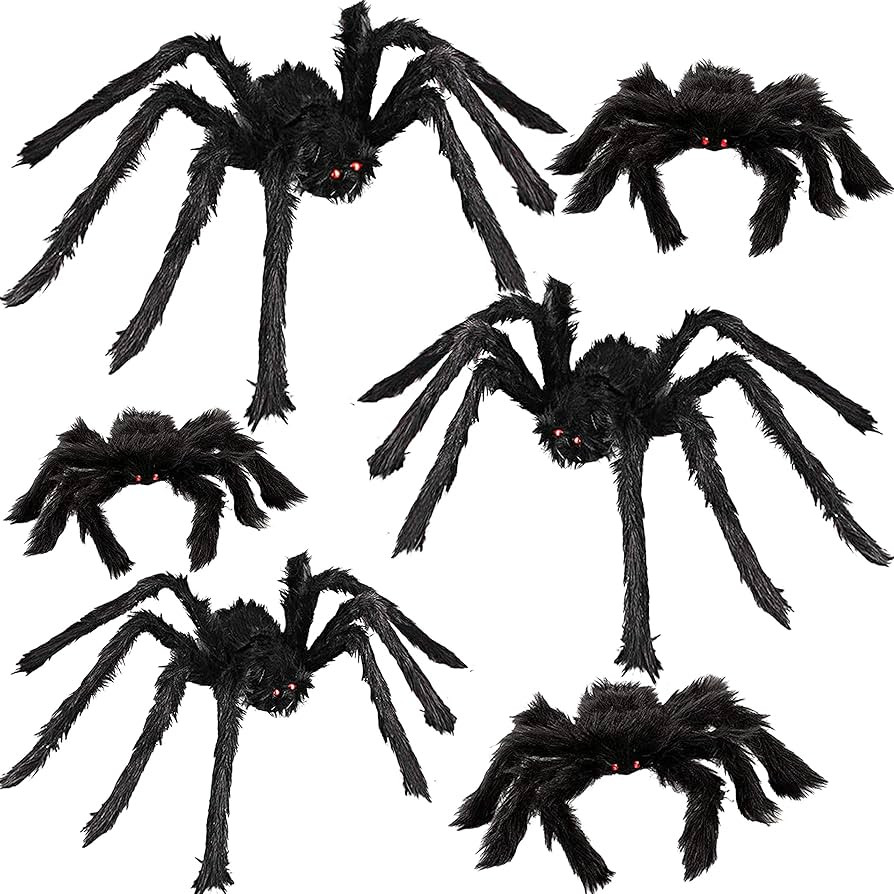 6 Halloween Spider Decorations, Realistic Hairy Spiders Set, Giant Scary Spider Props for Yard, I... | Amazon (US)
