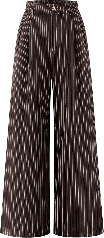 ZESICA Women's Wide Leg Striped Palazzo Pants 2026 High Waist Straight Business Work Dressy Slack... | Amazon (US)