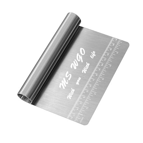 Pro Dough Pastry Scraper/Cutter/Chopper Stainless Steel Mirror Polished with Measuring Scale Multipurpose- Cake, Pizza Cutter - Pastry Bread Separator Scale Knife | Amazon (US)