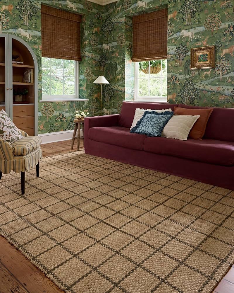 Loloi Chris Loves Julia Fletcher Collection FLE-01 Natural/Olive 2'-6" x 7'-6", .37" Pile Height,... | Amazon (US)