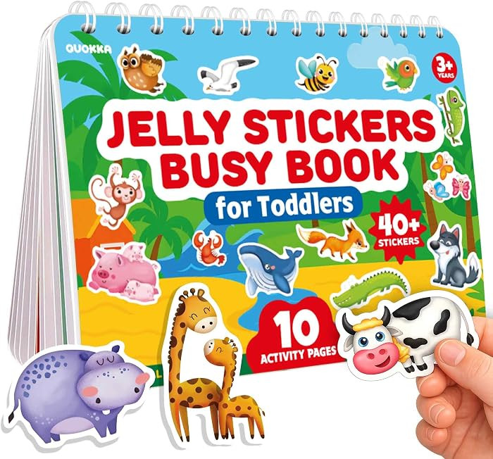 QUOKKA Jelly Sticker Books for Toddlers 1-3, 10 Animal Topics, 40+ Large Thick Reusable Stickers,... | Amazon (US)