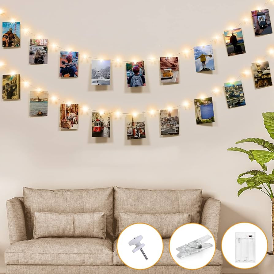 Kolpop 50LED Photo Clip String Lights, 5M Photo Peg Fairy Lights Indoor with 30 Clips Battery Pow... | Amazon (UK)