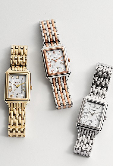 Raquel Three-Hand Date Gold-Tone Stainless Steel Watch | Fossil (US)