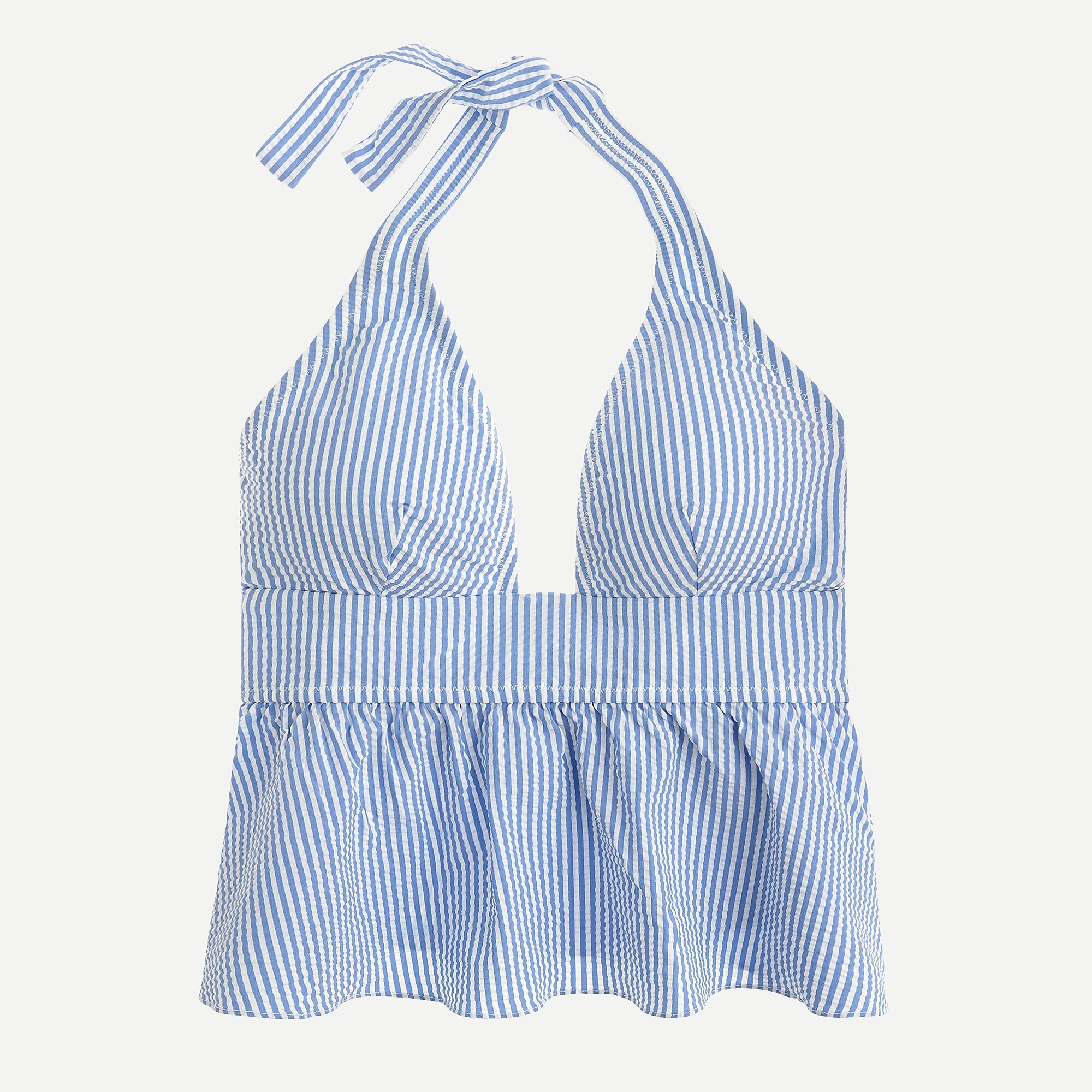 Halter peplum tankini top in seersucker | J. Crew US