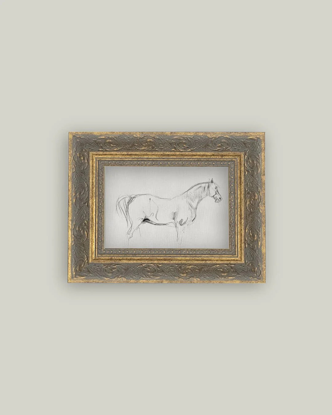 Horse Sketch Framed Antique Inspired Art | luxe bCO