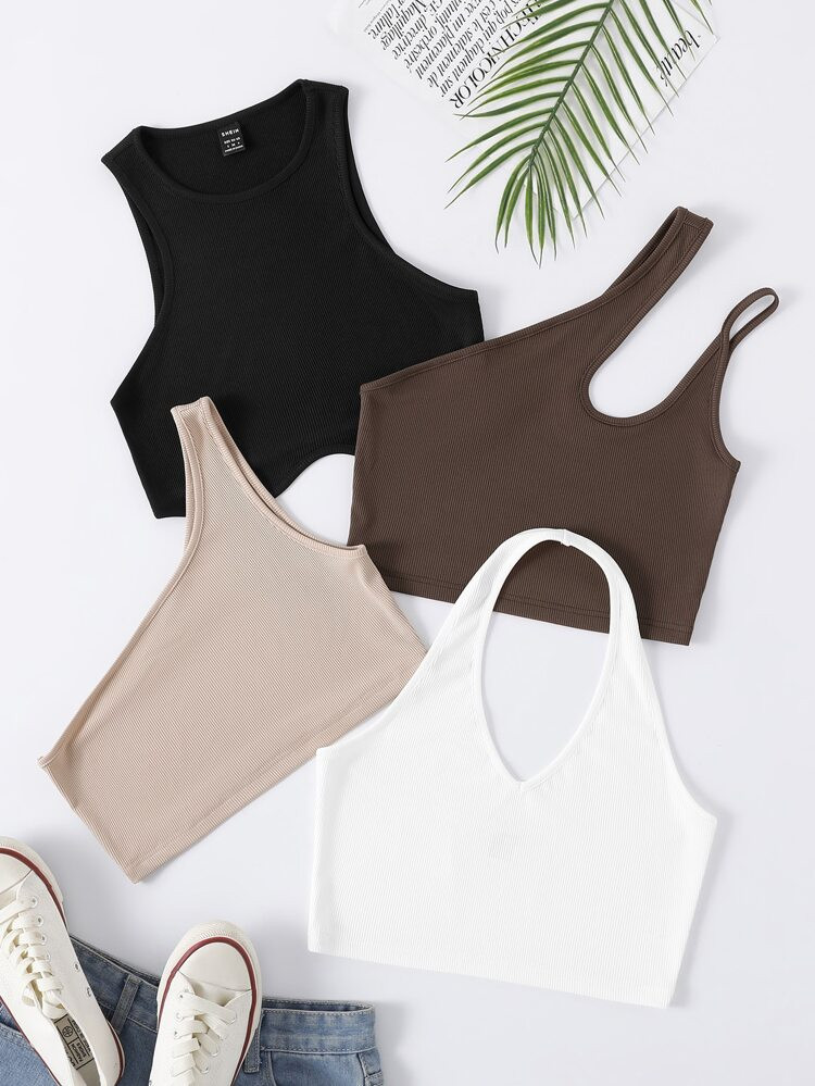 4pcs Rib-knit Top | SHEIN