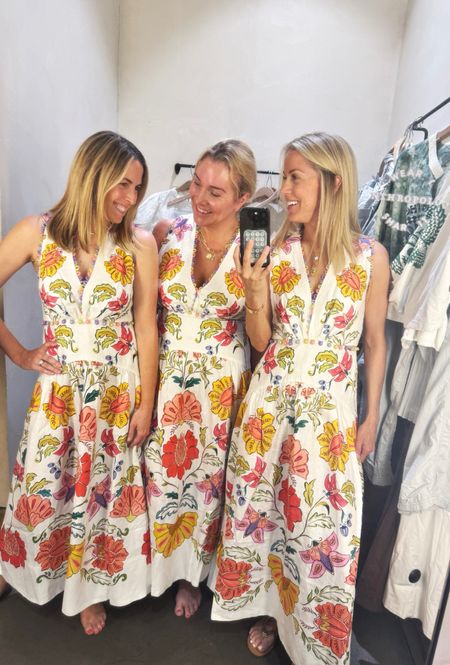 Anthro Try On: Drop Waist linen Farm Rio dress. Such a fun dress! The drop waist and way the skirt moves is so beautiful. Has a little hook to close the v-neck. So fun and bright! Runs tts. 

Laura (left) is in a small 
Allison (center) is in a medium
Gretchen (right) is in a small

#LTKOver40 #LTKSeasonal #LTKStyleTip